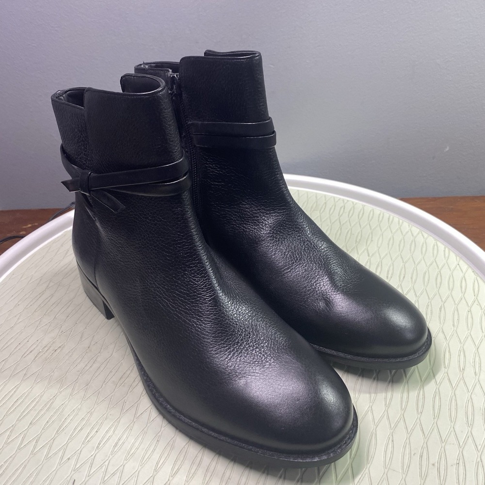 Talbots‎ Tish Wrap Tie Womens Pebbled leather ankle boots black leather size 9.5